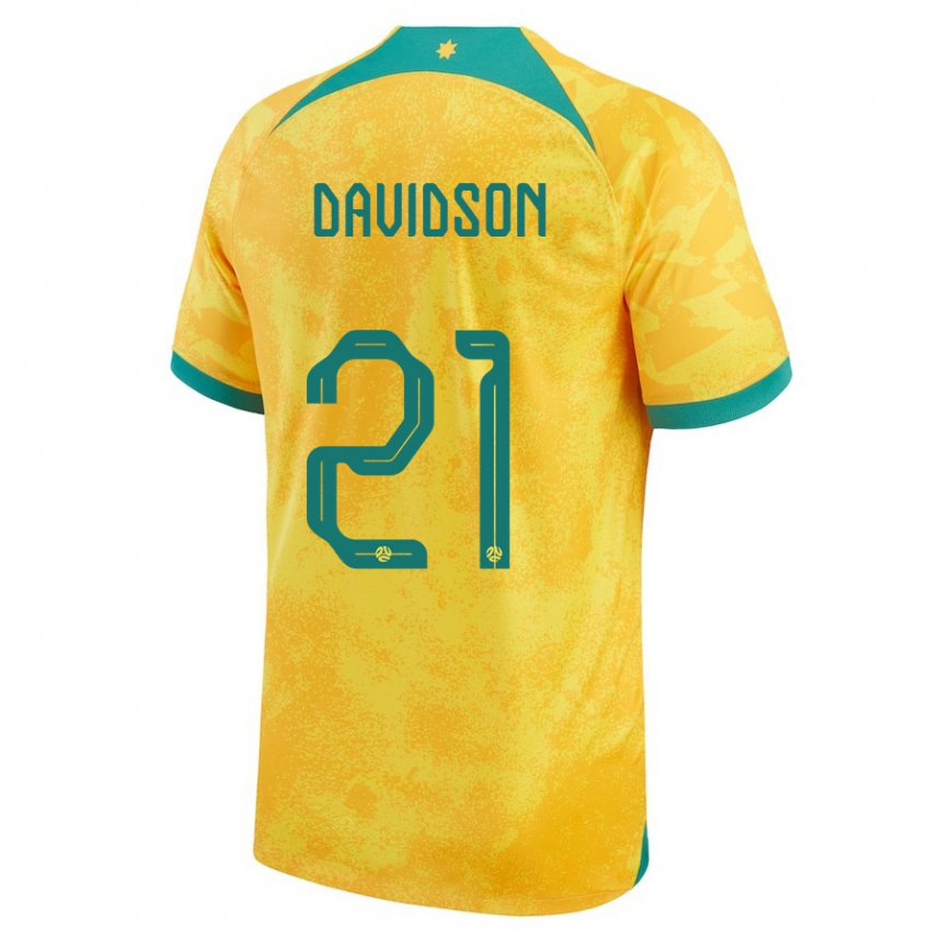 Lapset Australian Jason Davidson #21 Kultainen Kotipaita 22-24 Lyhythihainen Paita T-paita