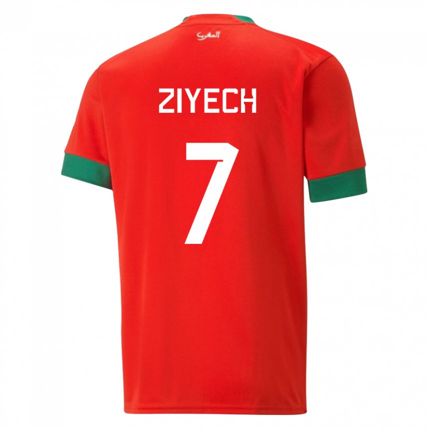 Lapset Marokon Hakim Ziyech #7 Punainen Kotipaita 22-24 Lyhythihainen Paita T-paita
