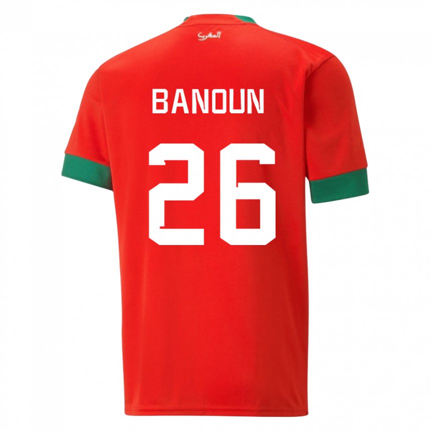 Lapset Marokon Badr Banoun #26 Punainen Kotipaita 22-24 Lyhythihainen Paita T-paita