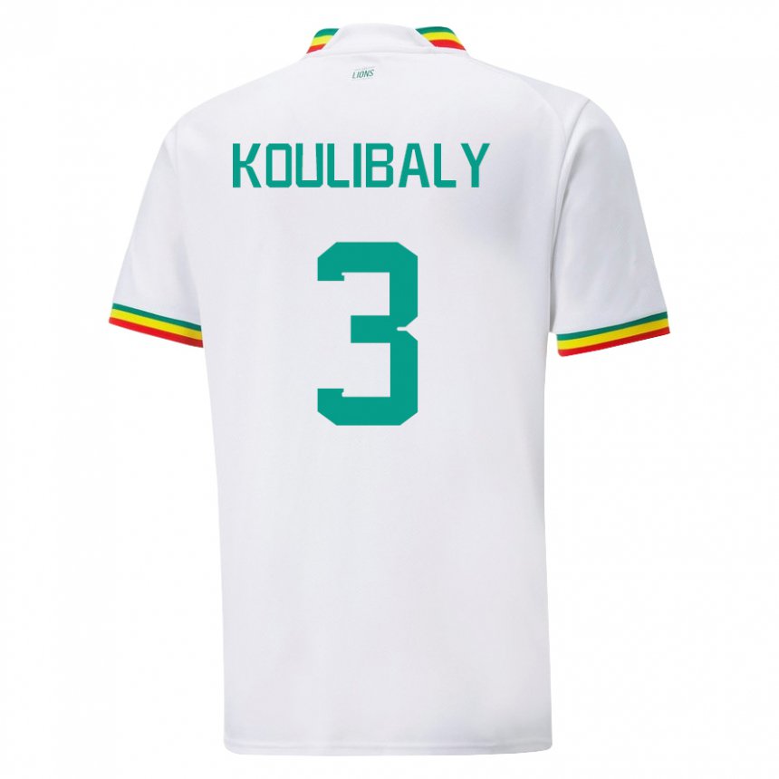 Lapset Senegalin Kalidou Koulibaly #3 Valkoinen Kotipaita 22-24 Lyhythihainen Paita T-paita