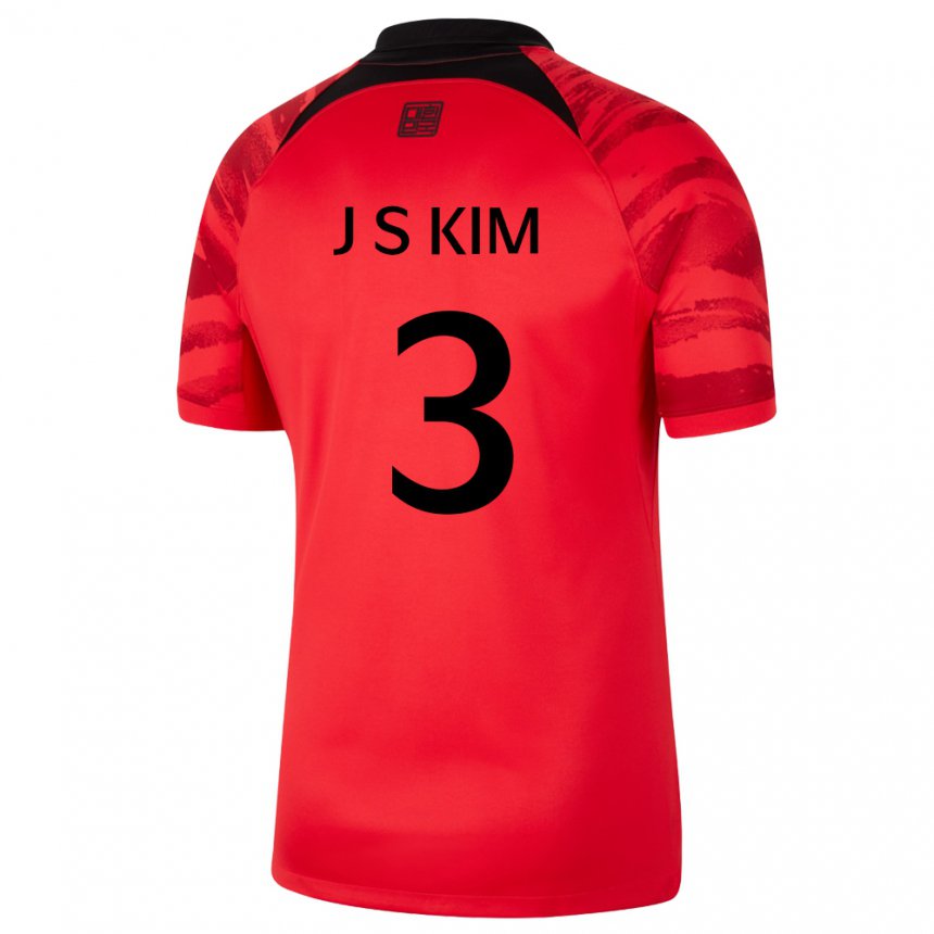 Lapset Etelä-korean Jin-su Kim #3 Punamusta Kotipaita 22-24 Lyhythihainen Paita T-paita