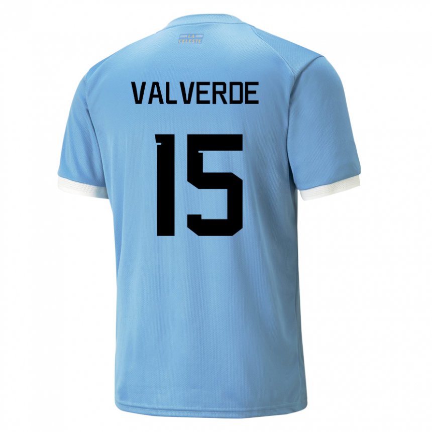 Lapset Uruguayn Federico Valverde #15 Sininen Kotipaita 22-24 Lyhythihainen Paita T-paita