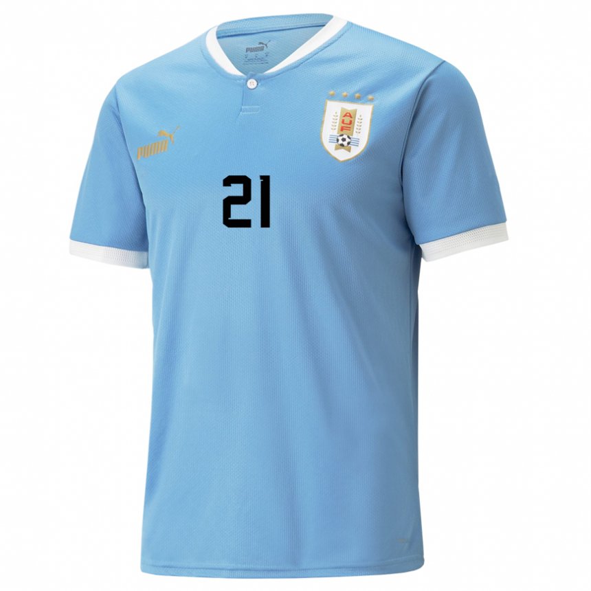 Lapset Uruguayn Gullermo Varela #21 Sininen Kotipaita 22-24 Lyhythihainen Paita T-paita