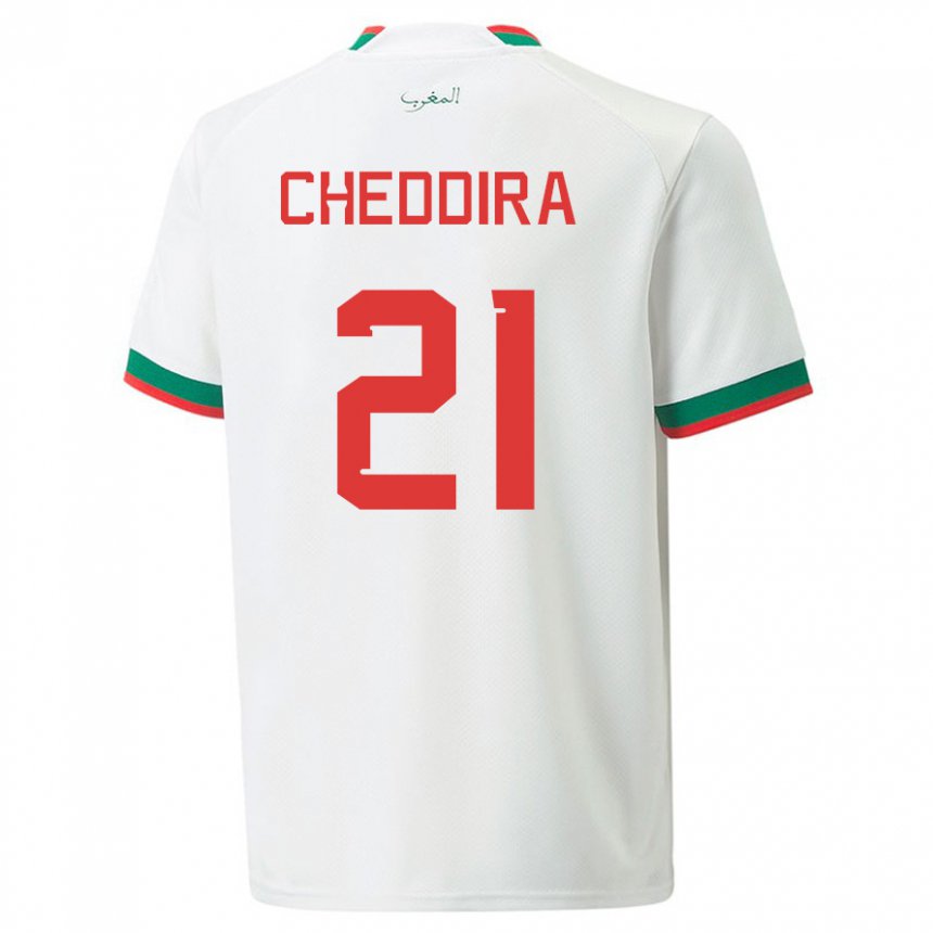 Lapset Marokon Walid Cheddira #21 Valkoinen Vieraspaita 22-24 Lyhythihainen Paita T-paita