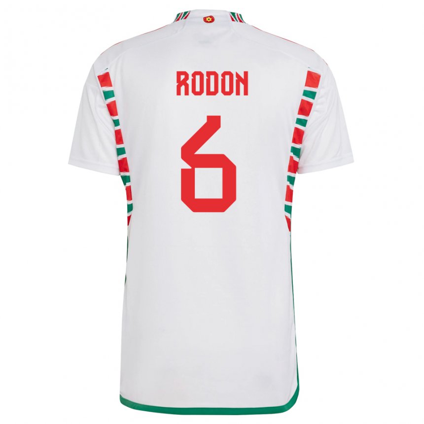 Lapset Walesin Joe Rodon #6 Valkoinen Vieraspaita 22-24 Lyhythihainen Paita T-paita
