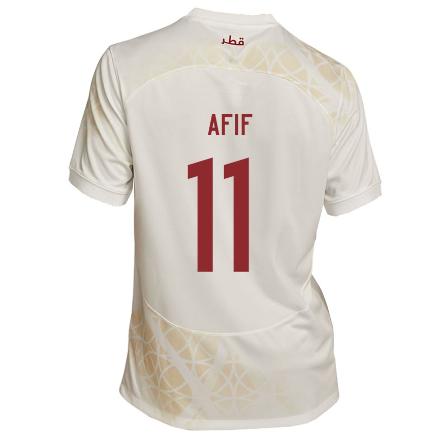 Lapset Qatarin Akram Afif #11 Kultainen Beige Vieraspaita 22-24 Lyhythihainen Paita T-paita