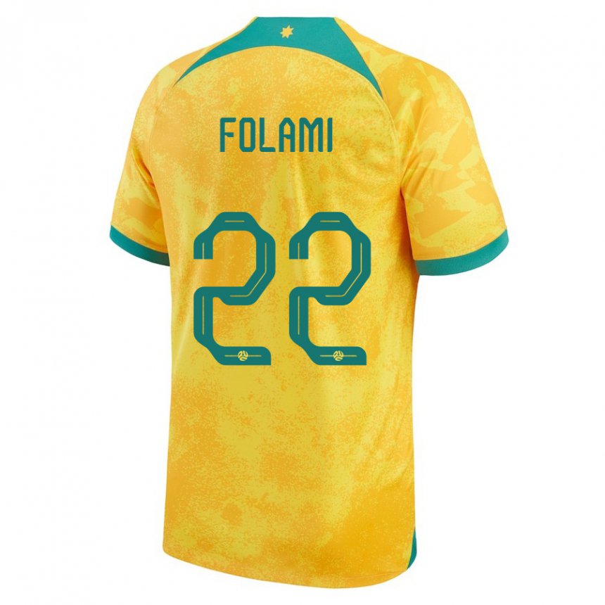 Miesten Australian Ben Folami #22 Kultainen Kotipaita 22-24 Lyhythihainen Paita T-paita