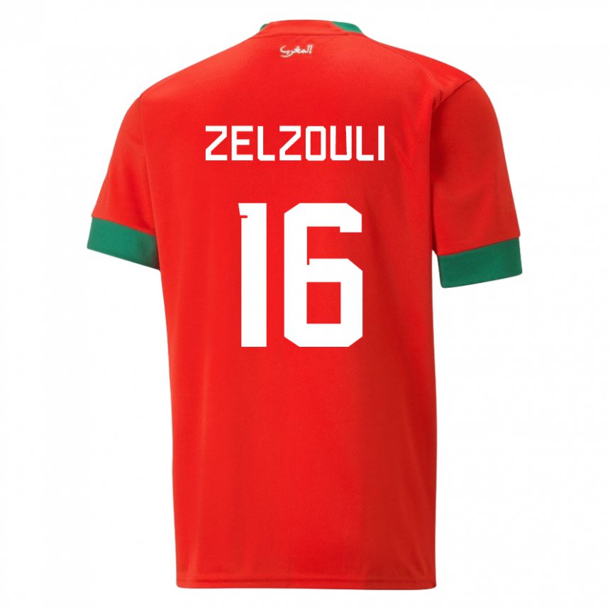 Miesten Marokon Abdessamad Zelzouli #16 Punainen Kotipaita 22-24 Lyhythihainen Paita T-paita