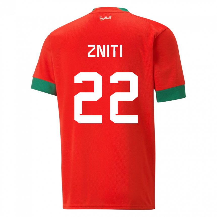 Miesten Marokon Anas Zniti #22 Punainen Kotipaita 22-24 Lyhythihainen Paita T-paita