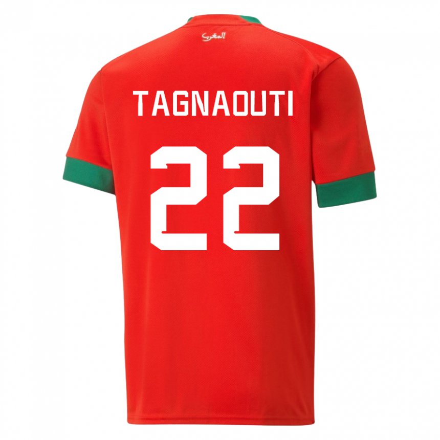 Miesten Marokon Ahmed Reda Tagnaouti #22 Punainen Kotipaita 22-24 Lyhythihainen Paita T-paita