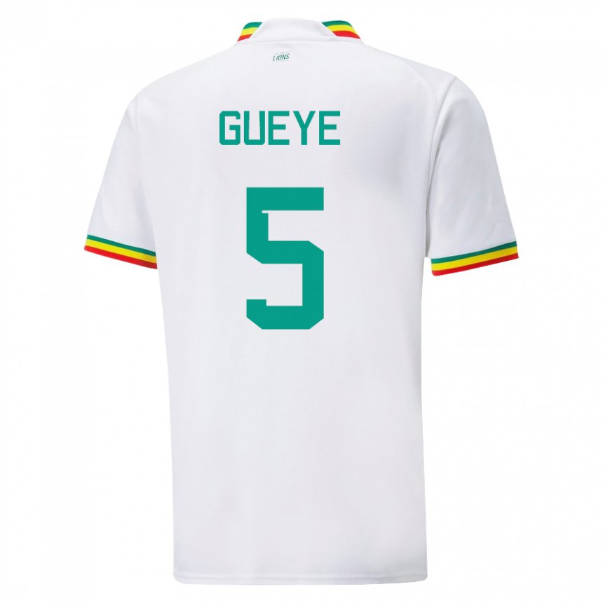 Miesten Senegalin Idrissa Gueye #5 Valkoinen Kotipaita 22-24 Lyhythihainen Paita T-paita