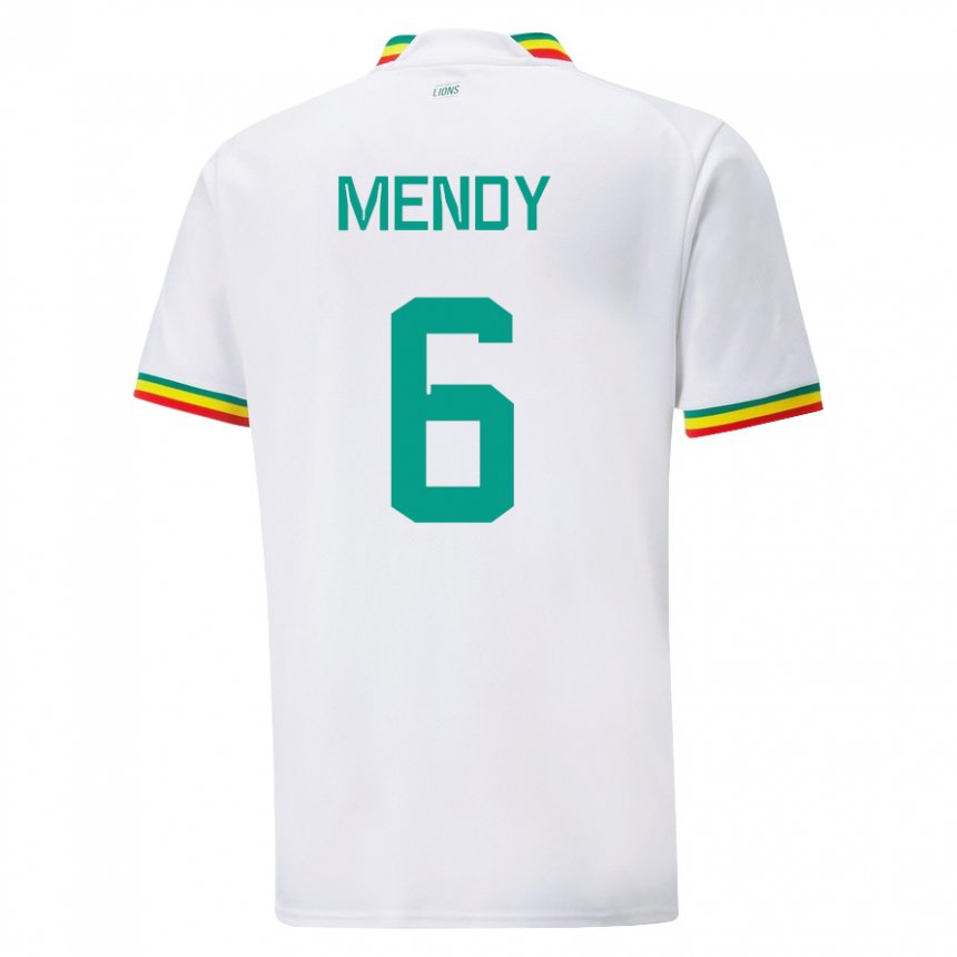 Miesten Senegalin Nampalys Mendy #6 Valkoinen Kotipaita 22-24 Lyhythihainen Paita T-paita