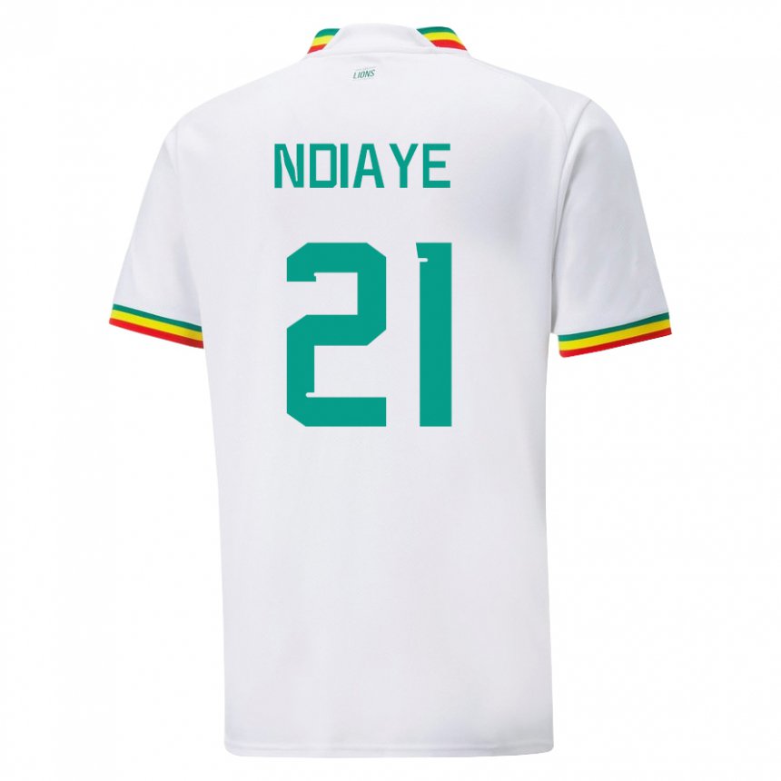 Miesten Senegalin Iliman Ndiaye #21 Valkoinen Kotipaita 22-24 Lyhythihainen Paita T-paita