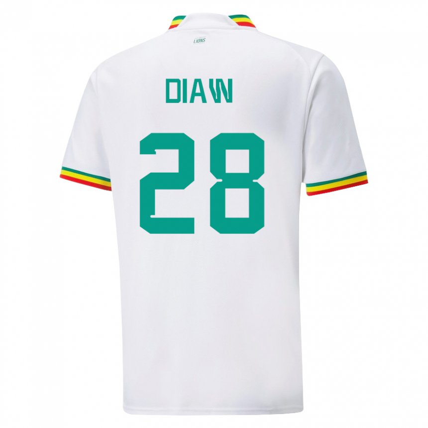 Miesten Senegalin Mory Diaw #28 Valkoinen Kotipaita 22-24 Lyhythihainen Paita T-paita
