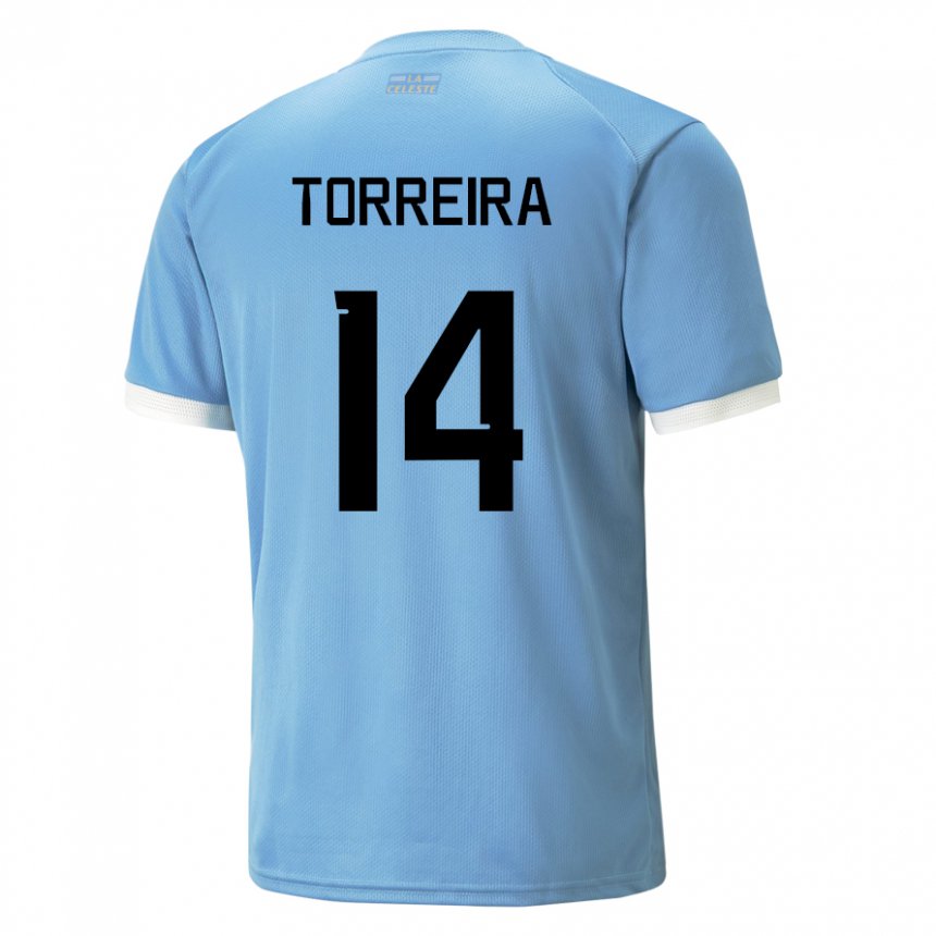 Miesten Uruguayn Lucas Torreira #14 Sininen Kotipaita 22-24 Lyhythihainen Paita T-paita