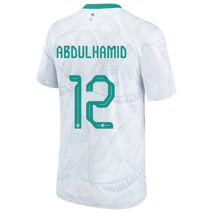 Miesten Saudi-arabian Saud Abdulhamid #12 Valkoinen Kotipaita 22-24 Lyhythihainen Paita T-paita