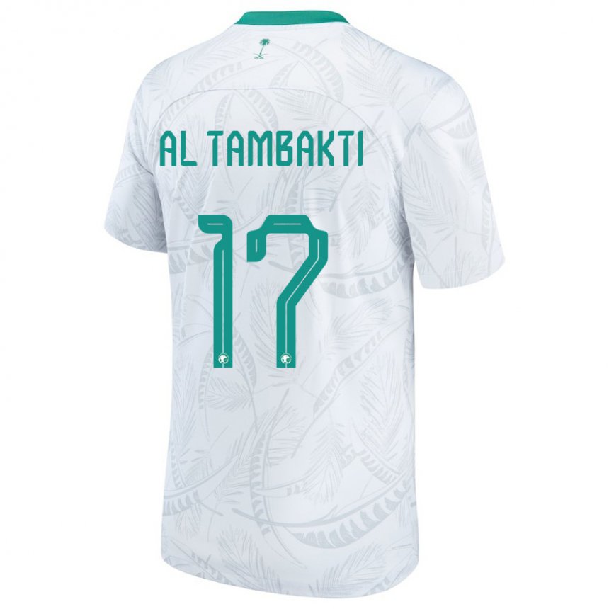 Miesten Saudi-arabian Hassan Al Tambakti #17 Valkoinen Kotipaita 22-24 Lyhythihainen Paita T-paita