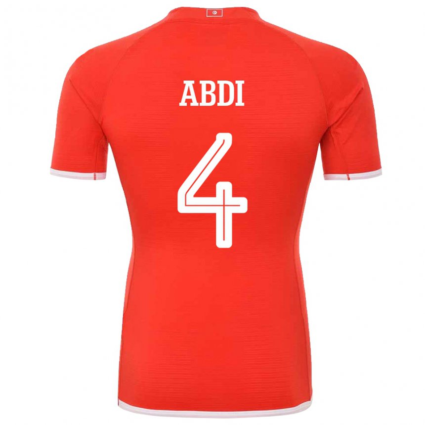 Miesten Tunisian Ali Abdi #4 Punainen Kotipaita 22-24 Lyhythihainen Paita T-paita