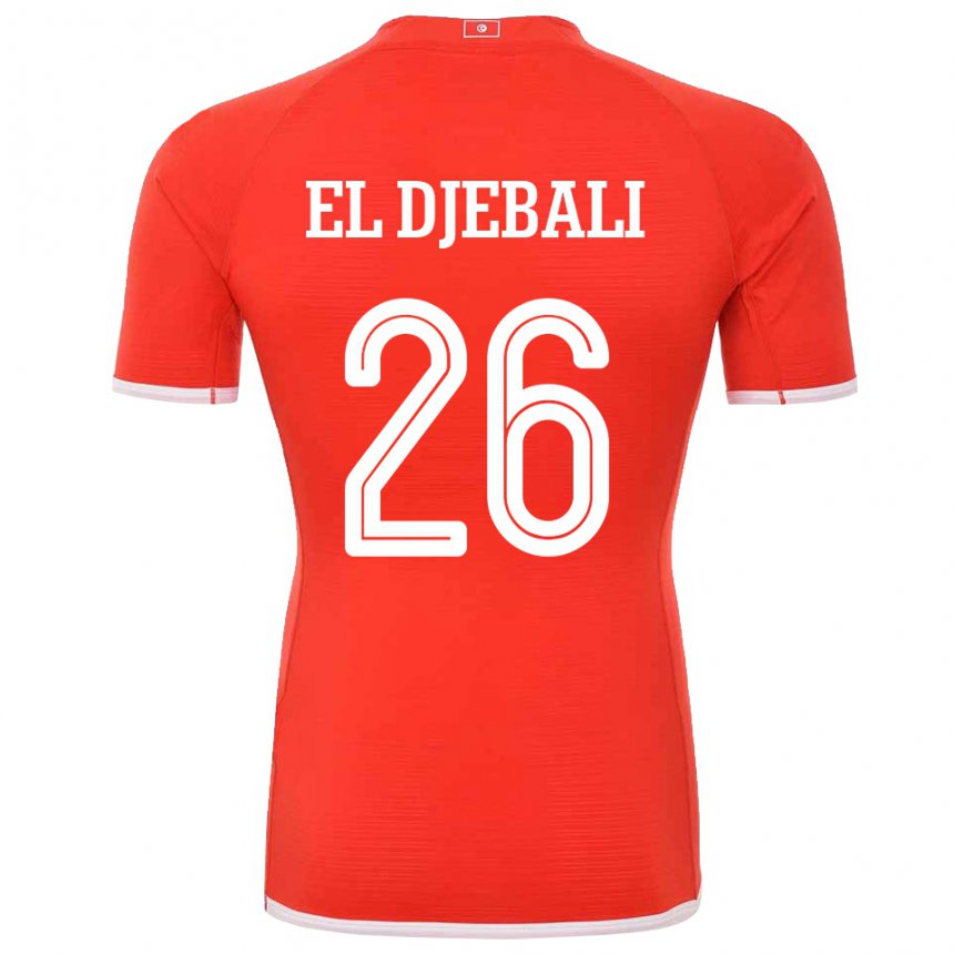 Miesten Tunisian Chaim El Djebali #26 Punainen Kotipaita 22-24 Lyhythihainen Paita T-paita
