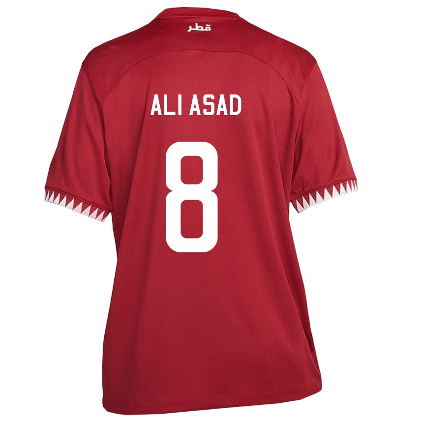Miesten Qatarin Ali Asad #8 Kastanjanruskea Kotipaita 22-24 Lyhythihainen Paita T-paita