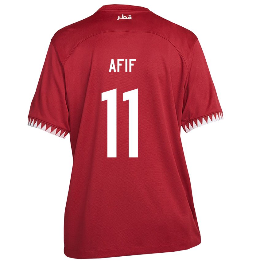 Miesten Qatarin Akram Afif #11 Kastanjanruskea Kotipaita 22-24 Lyhythihainen Paita T-paita