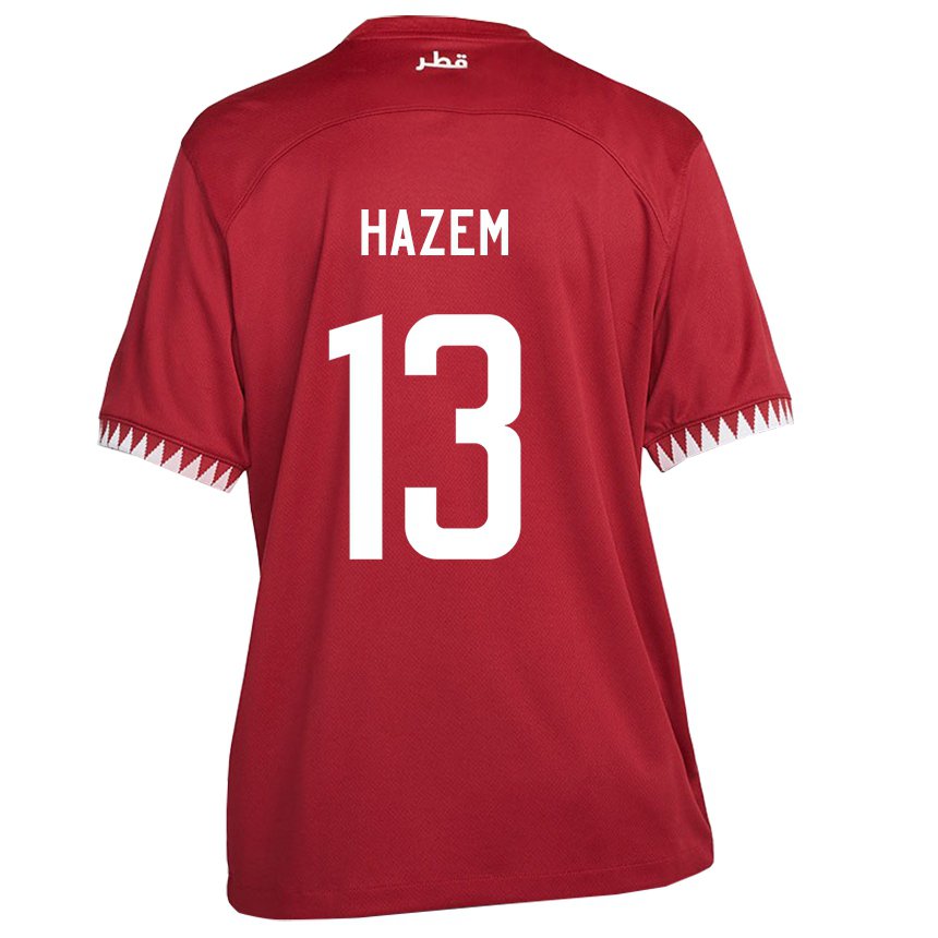 Miesten Qatarin Hazem Shehata #13 Kastanjanruskea Kotipaita 22-24 Lyhythihainen Paita T-paita