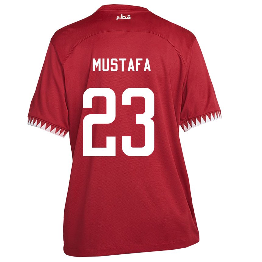 Miesten Qatarin Mustafa Mashaal #23 Kastanjanruskea Kotipaita 22-24 Lyhythihainen Paita T-paita