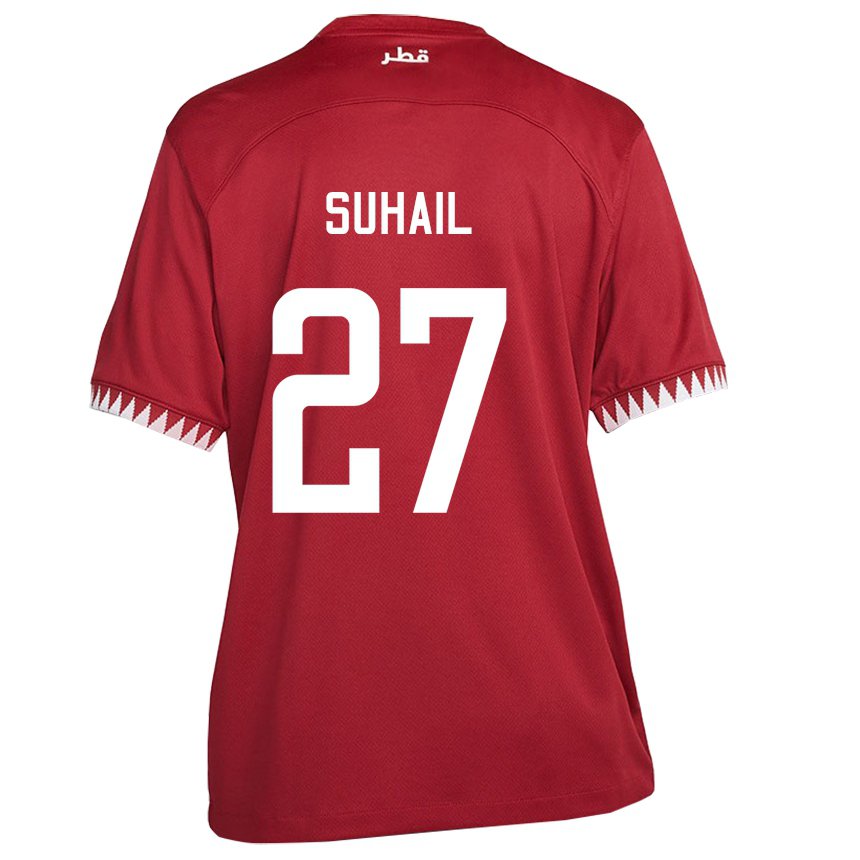 Miesten Qatarin Ahmed Suhail #27 Kastanjanruskea Kotipaita 22-24 Lyhythihainen Paita T-paita