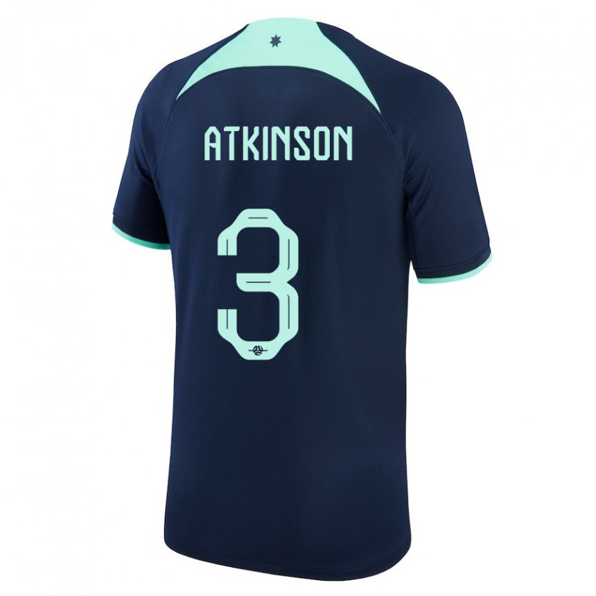 Miesten Australian Nathaniel Atkinson #3 Tummansininen Vieraspaita 22-24 Lyhythihainen Paita T-paita