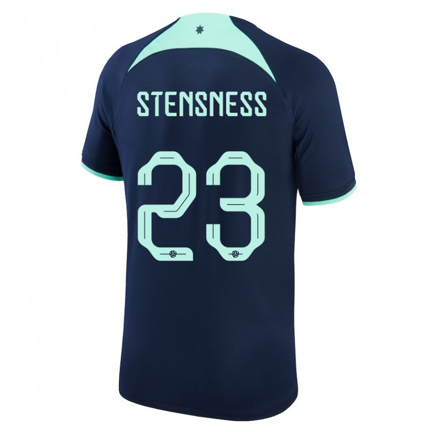 Miesten Australian Gianni Stensness #23 Tummansininen Vieraspaita 22-24 Lyhythihainen Paita T-paita