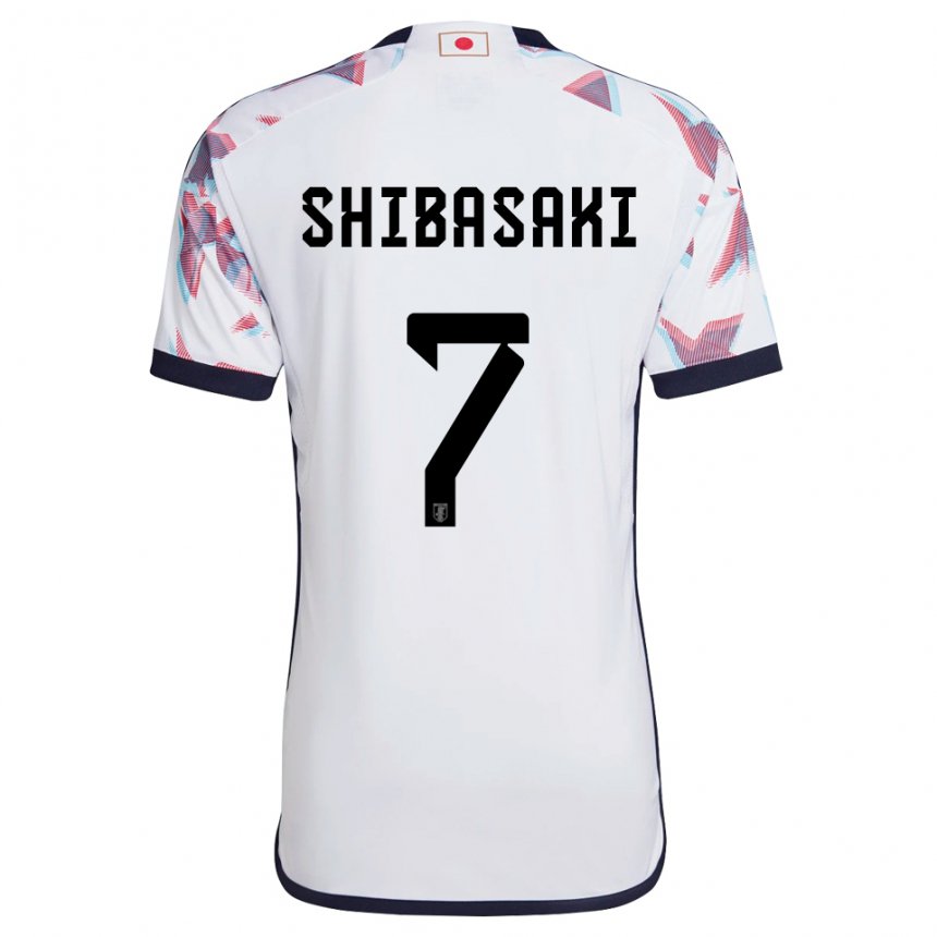 Miesten Japanin Gaku Shibasaki #7 Valkoinen Vieraspaita 22-24 Lyhythihainen Paita T-paita