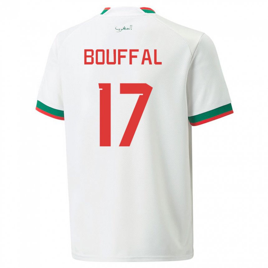 Miesten Marokon Soufiane Bouffal #17 Valkoinen Vieraspaita 22-24 Lyhythihainen Paita T-paita