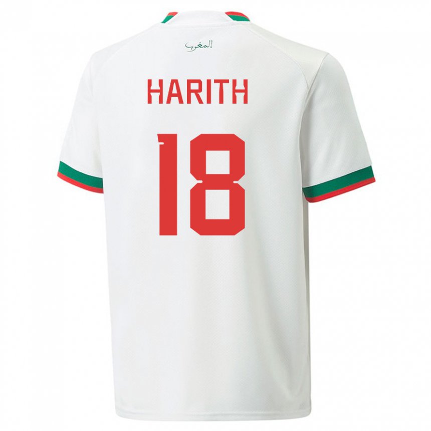Miesten Marokon Amine Harith #18 Valkoinen Vieraspaita 22-24 Lyhythihainen Paita T-paita