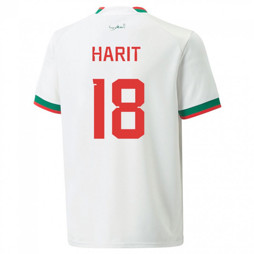 Miesten Marokon Amine Harit #18 Valkoinen Vieraspaita 22-24 Lyhythihainen Paita T-paita