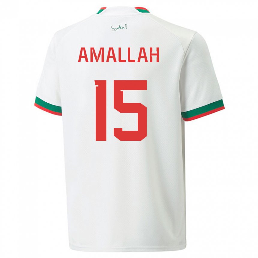 Miesten Marokon Selim Amallah #15 Valkoinen Vieraspaita 22-24 Lyhythihainen Paita T-paita