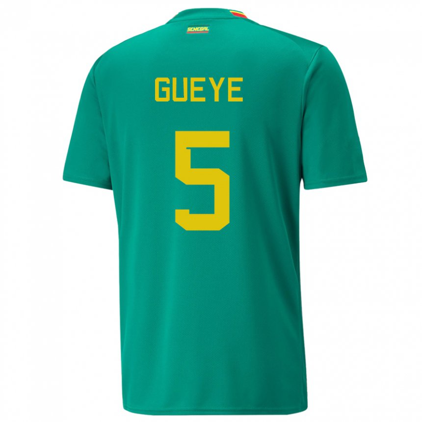 Miesten Senegalin Idrissa Gueye #5 Vihreä Vieraspaita 22-24 Lyhythihainen Paita T-paita
