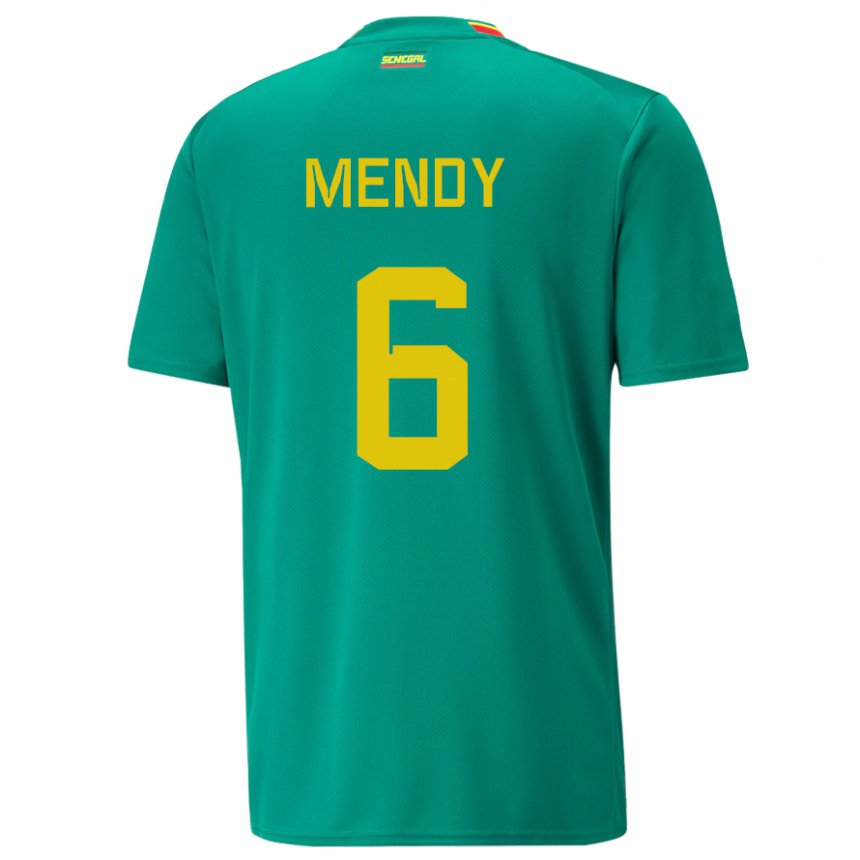 Miesten Senegalin Nampalys Mendy #6 Vihreä Vieraspaita 22-24 Lyhythihainen Paita T-paita