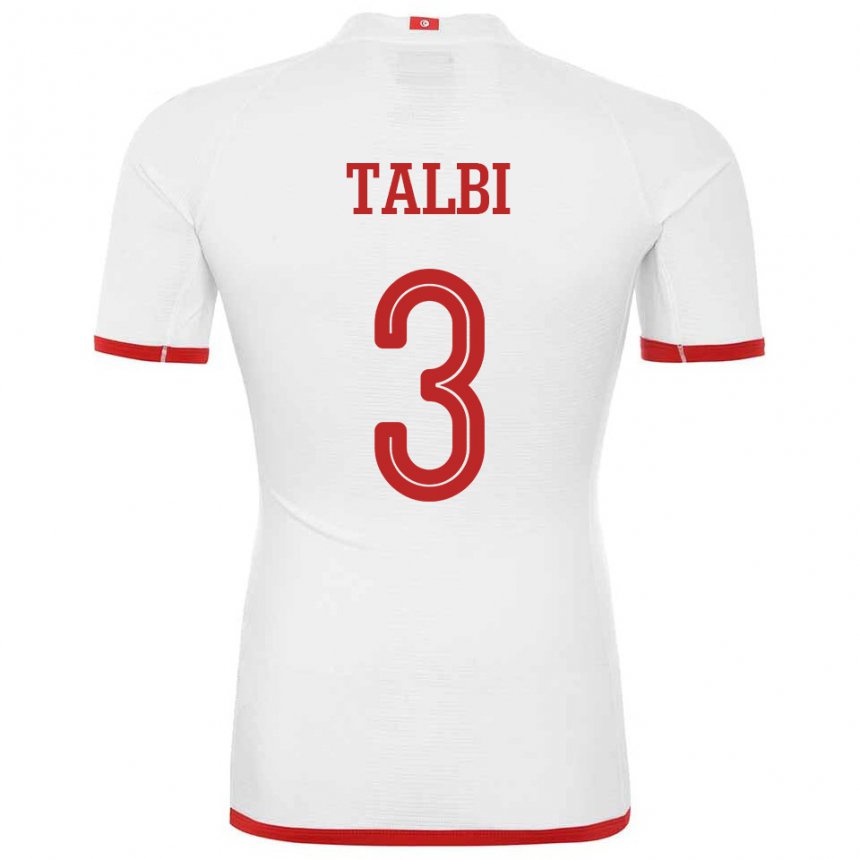 Miesten Tunisian Montassar Talbi #3 Valkoinen Vieraspaita 22-24 Lyhythihainen Paita T-paita