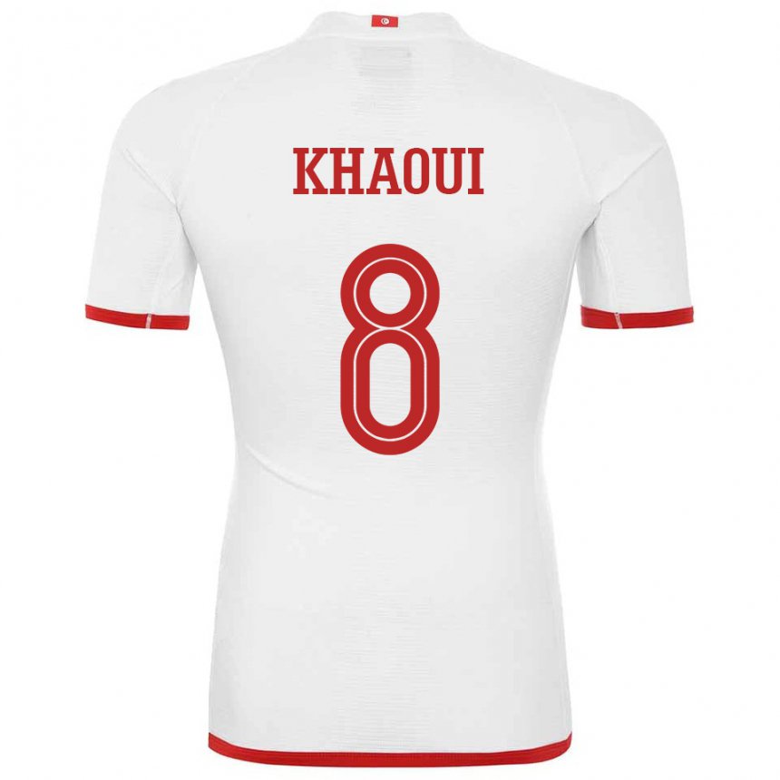 Miesten Tunisian Saif Eddine Khaoui #8 Valkoinen Vieraspaita 22-24 Lyhythihainen Paita T-paita