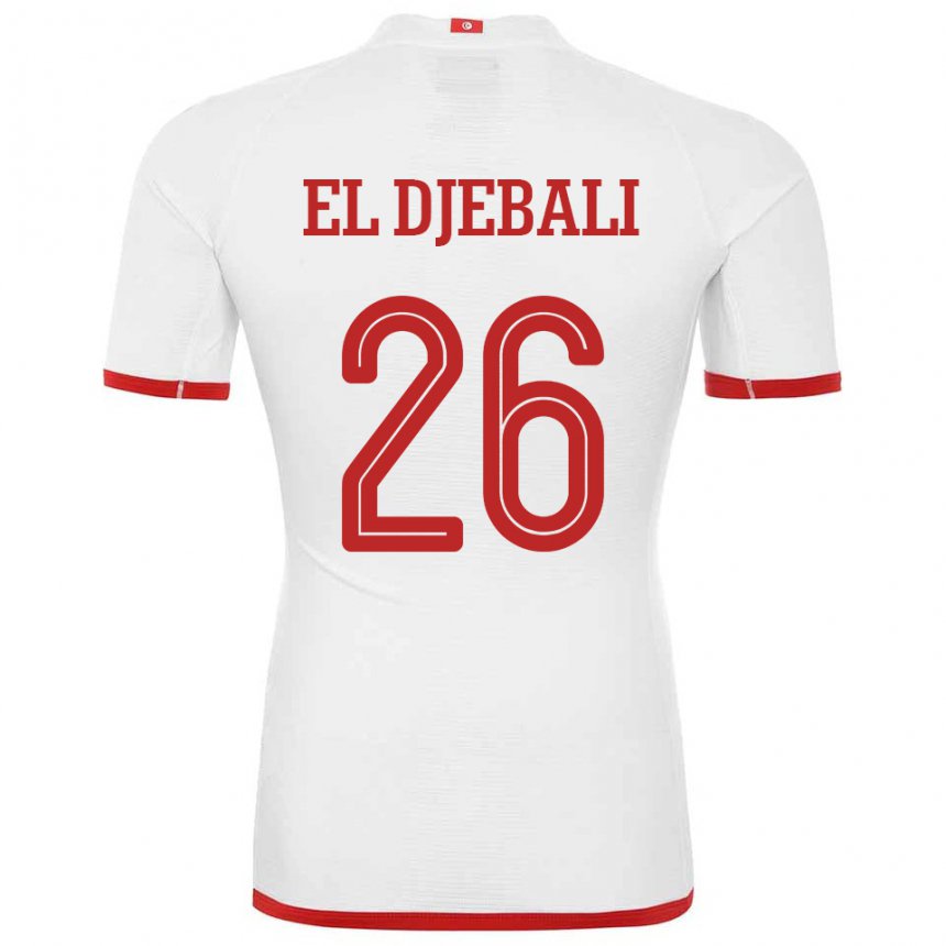 Miesten Tunisian Chaim El Djebali #26 Valkoinen Vieraspaita 22-24 Lyhythihainen Paita T-paita