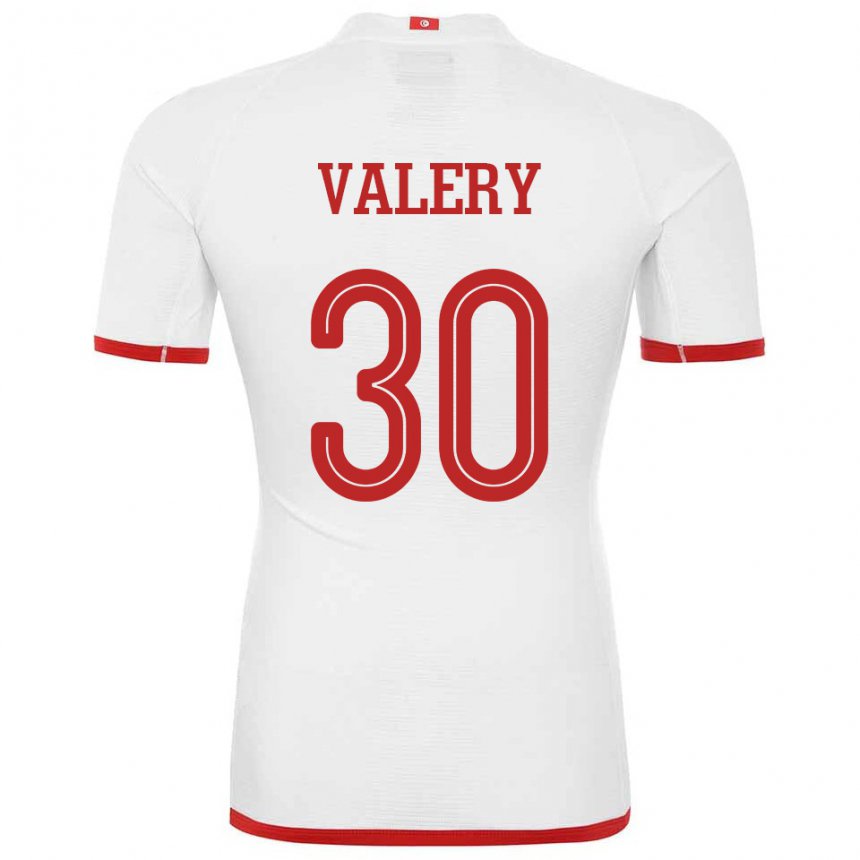 Miesten Tunisian Yann Valery #30 Valkoinen Vieraspaita 22-24 Lyhythihainen Paita T-paita