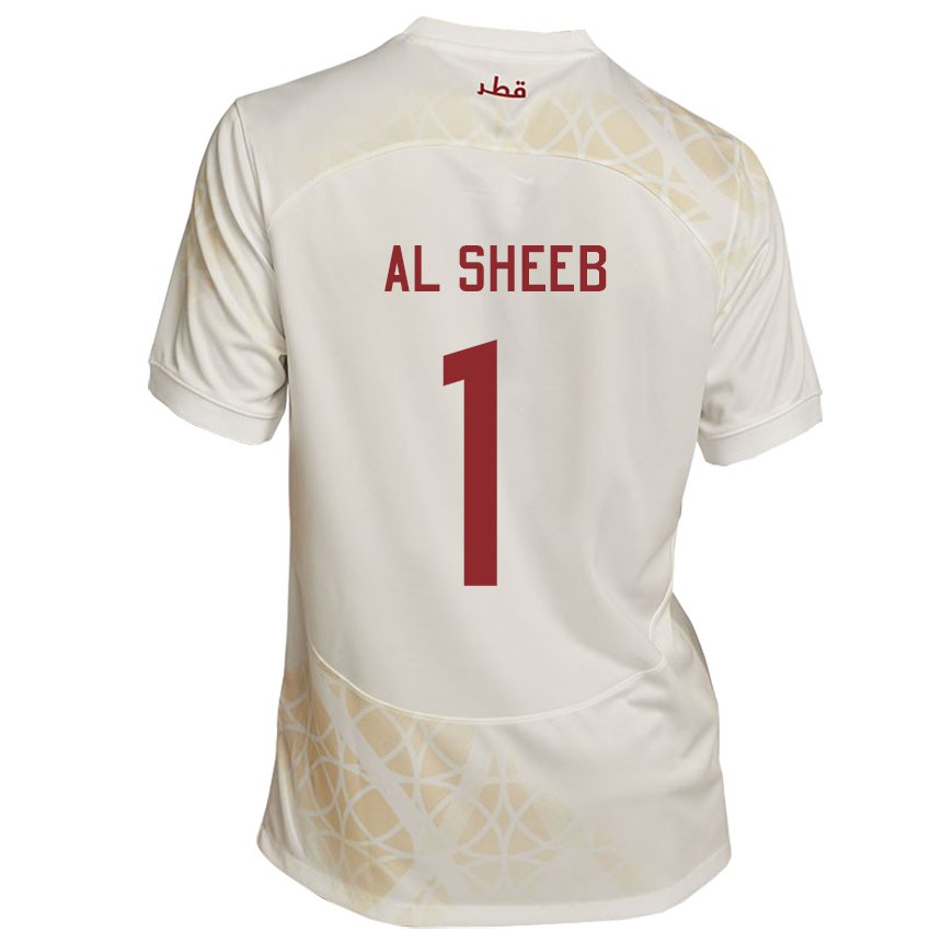 Miesten Qatarin Saad Al Sheeb #1 Kultainen Beige Vieraspaita 22-24 Lyhythihainen Paita T-paita