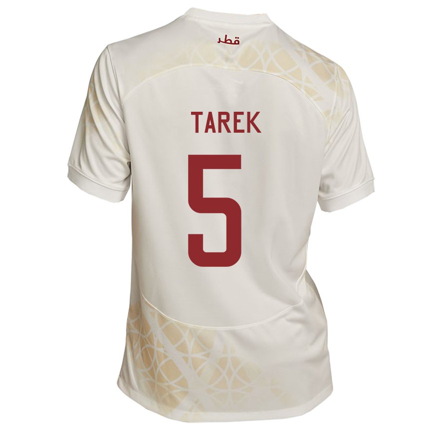 Miesten Qatarin Tarek Salman #5 Kultainen Beige Vieraspaita 22-24 Lyhythihainen Paita T-paita