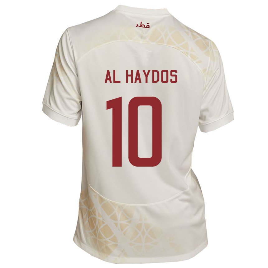 Miesten Qatarin Hasan Al Haydos #10 Kultainen Beige Vieraspaita 22-24 Lyhythihainen Paita T-paita