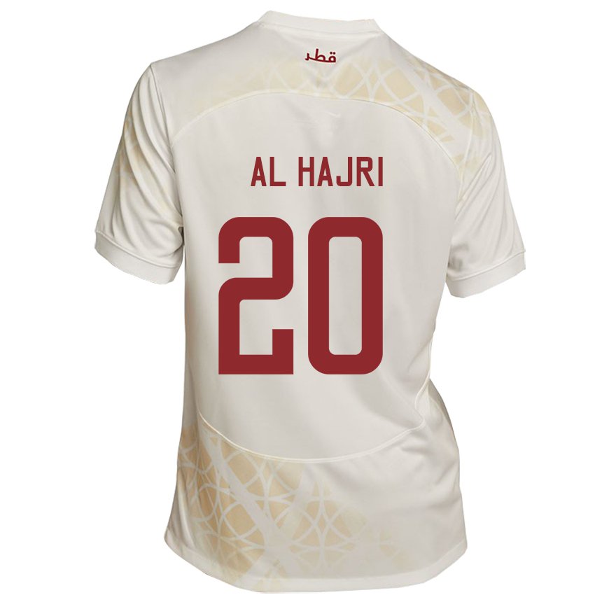 Miesten Qatarin Salem Al Hajri #20 Kultainen Beige Vieraspaita 22-24 Lyhythihainen Paita T-paita