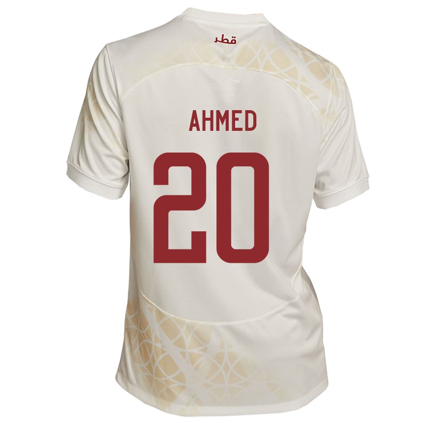 Miesten Qatarin Ahmed Fadel Hasaba #20 Kultainen Beige Vieraspaita 22-24 Lyhythihainen Paita T-paita