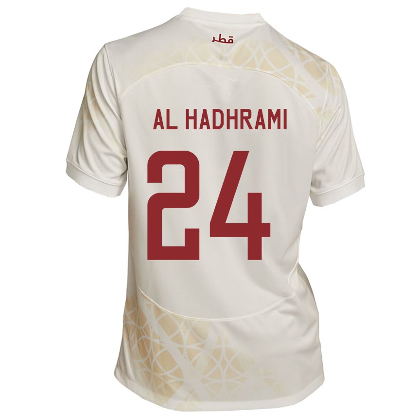 Miesten Qatarin Naif Abdulraheem Al Hadhrami #24 Kultainen Beige Vieraspaita 22-24 Lyhythihainen Paita T-paita