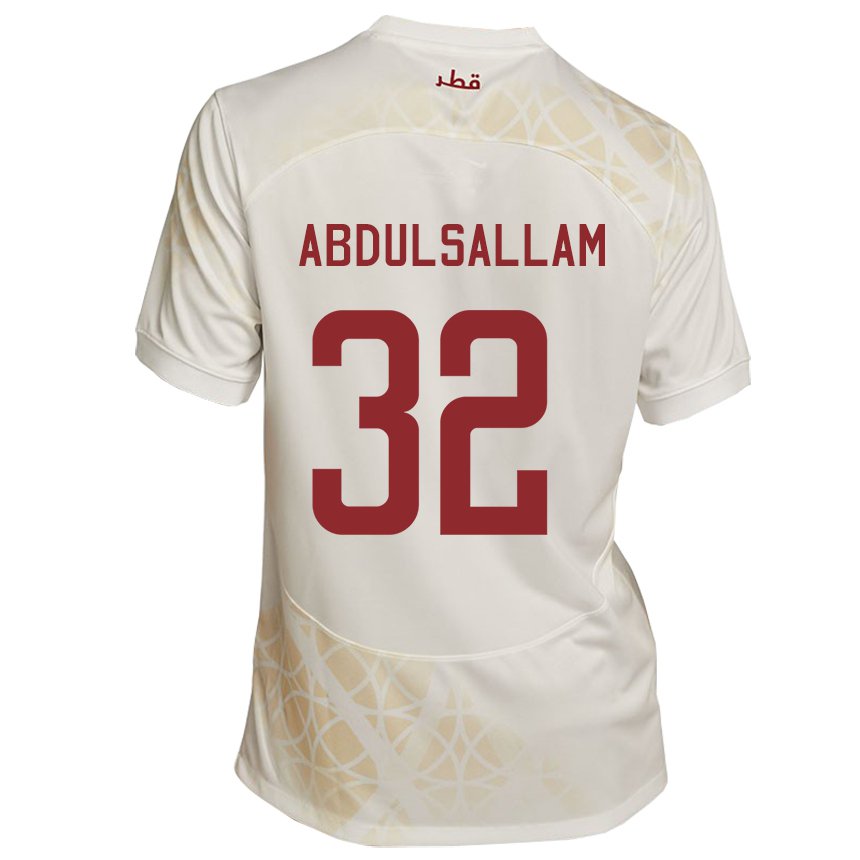 Miesten Qatarin Jassem Gaber Abdulsallam #32 Kultainen Beige Vieraspaita 22-24 Lyhythihainen Paita T-paita