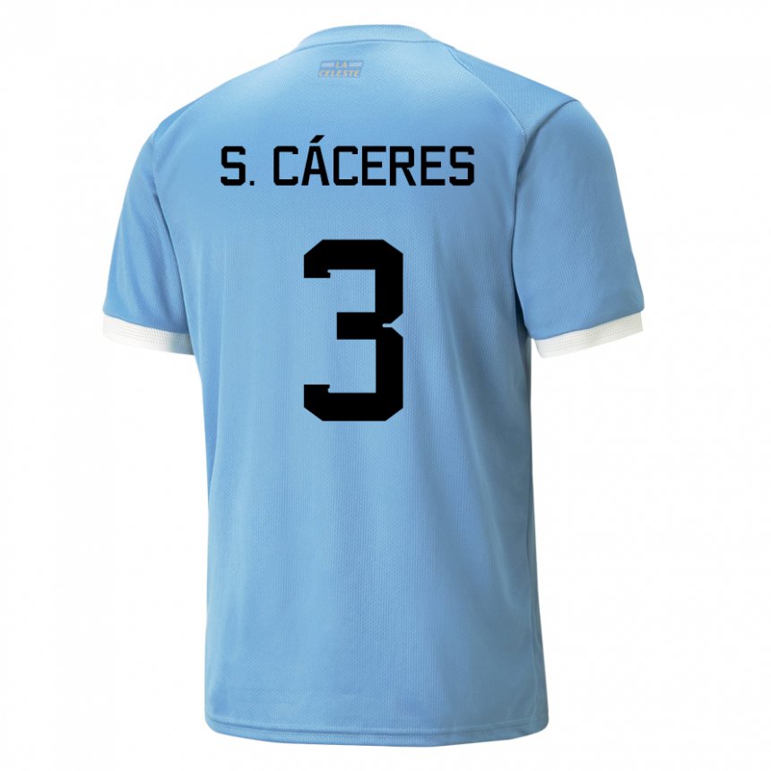Naisten Uruguayn Sebastian Caceres #3 Sininen Kotipaita 22-24 Lyhythihainen Paita T-paita