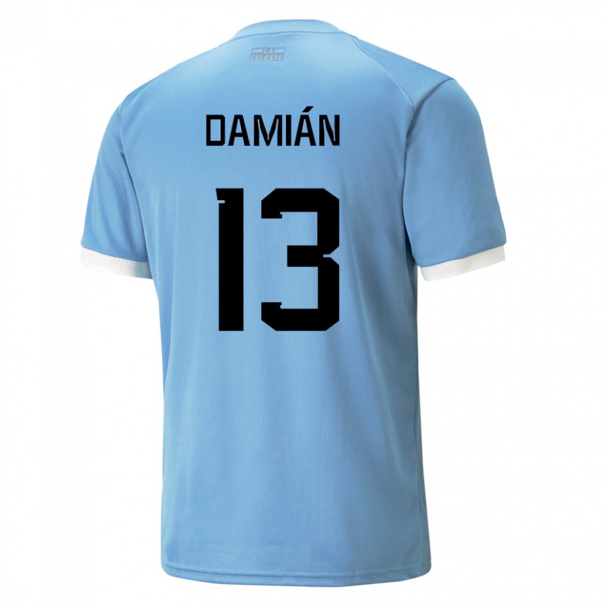 Naisten Uruguayn Damian Suarez #13 Sininen Kotipaita 22-24 Lyhythihainen Paita T-paita